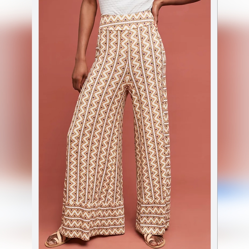 Farm Rio Anthropologie Striped Wide Leg Boho Pants Size Small